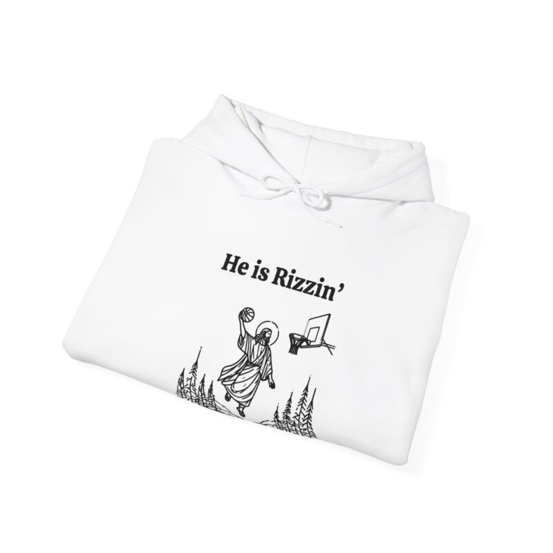 He is Rizzin' Funny Easter Hoodie - Jesus Playing Basketball - Image 4