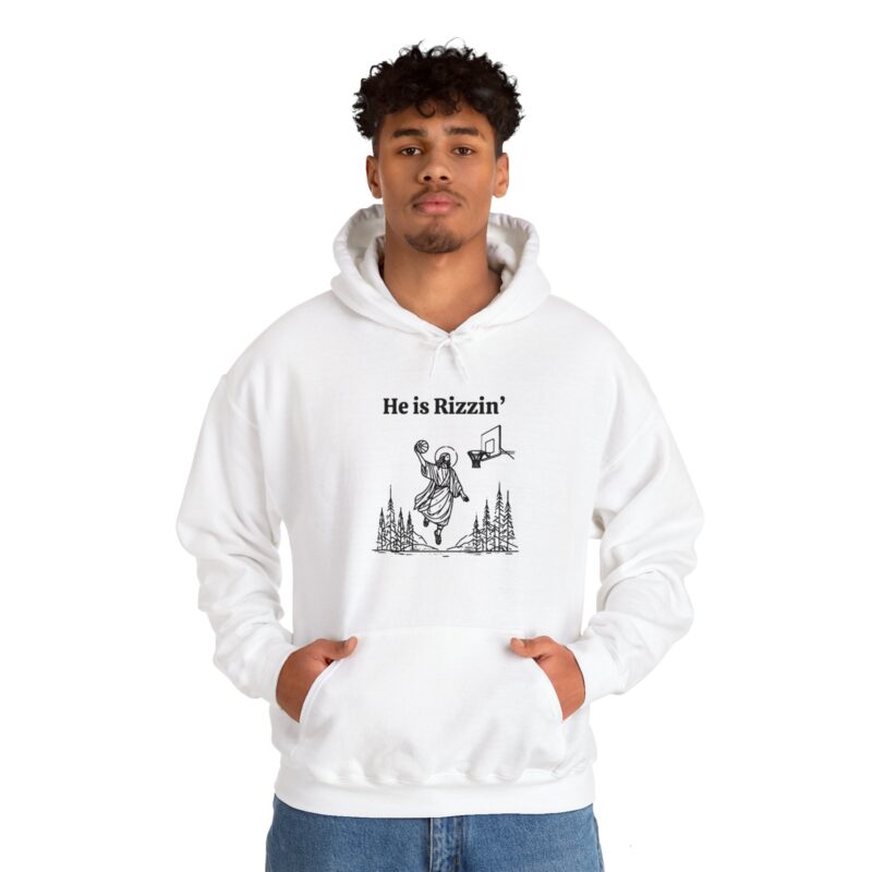 He is Rizzin' Funny Easter Hoodie - Jesus Playing Basketball - Image 7