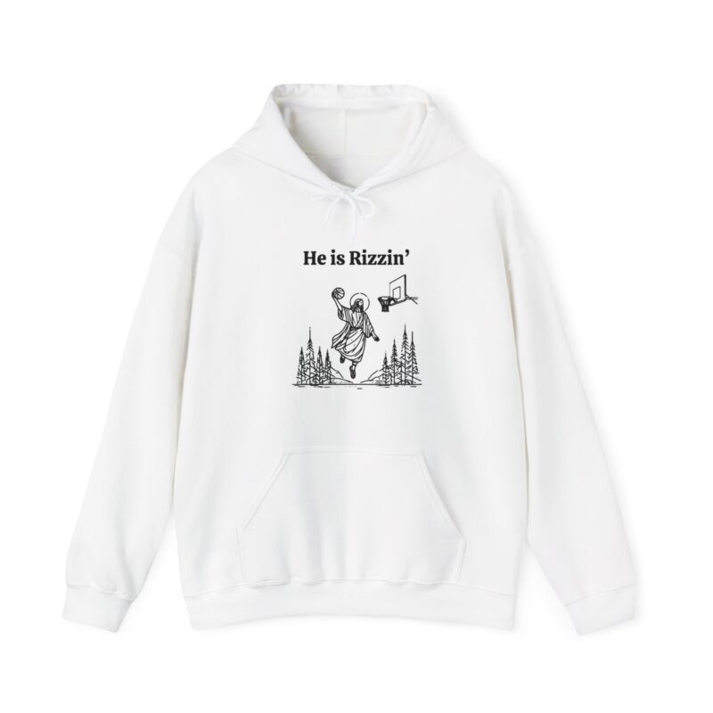 He is Rizzin' Funny Easter Hoodie - Jesus Playing Basketball